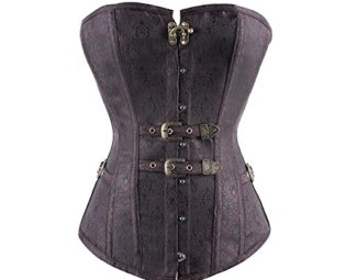 Lover-Beauty Steel Boned Vintage Steampunk Gothic Costume Corset Dark Brown XL steampunk buy now online