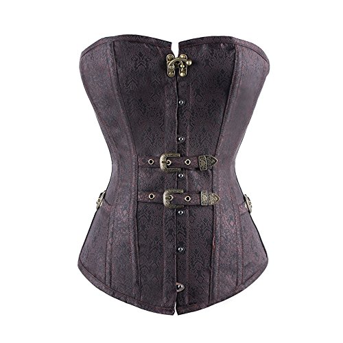 Lover-Beauty Steel Boned Vintage Steampunk Gothic Costume Corset Dark Brown XL steampunk buy now online