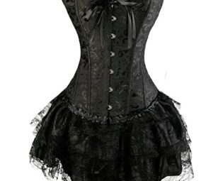 Kiwi-Rata Women's Gothic Boned Lace Corsets and Bustiers party Dress with Skirt steampunk buy now online