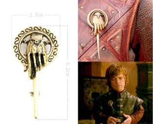Buy any 2 & get 1 FREE! 5 cm Small Antique "Yellow Gold" Game of Thrones Brooch Pin Badge Hand To The King Tywin Lannister GOT Dragon Steampunk Song Ice Fire Lapel And Metal Stark Silver Replica Unique Fashion Jewellery Silver or Gold Double Vintage Hot Fashion Trend (5 cm Small Antique Yellow Gold) steampunk buy now online