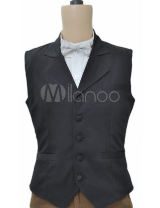 Classic Black Single Breasted Steampunk Waistcoat Halloween cosplay costume steampunk buy now online