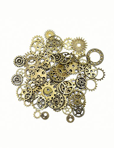Mudder Steampunk Gears and Cogs Bulk 100g for Craft Jewelry Accessories, Bronze steampunk buy now online
