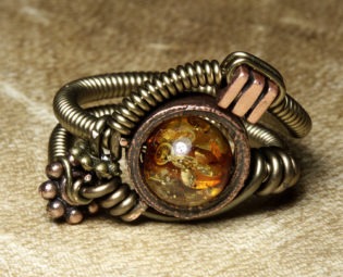 Steampunk Jewelry Ring made by CatherinetteRings with Amber steampunk buy now online
