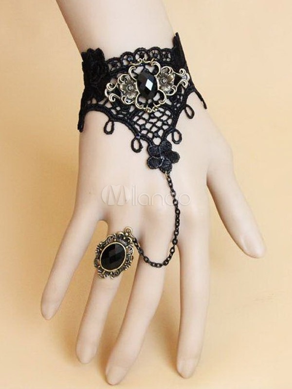 Gothic Black Cut Out Cotton Blend Lolita Bracelet steampunk buy now online