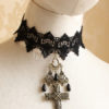 Gothic Black Embroidery Woven Lolita Bracelet Cross Beads Pendant steampunk buy now online
