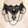 Gothic Black Woven Lolita Choker Pendant Metal Chains steampunk buy now online