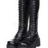 Gothic Black Lolita Boots Platform Shoelace Zip Designed steampunk buy now online
