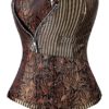Kiwi-Rata Women's Jacquard Strip Overbust Burlesque Corset Bustier Top with G-string steampunk buy now online