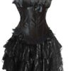 Satin Burlesque Halloween Dress Padded Cup Corset with Bustier Tutu Skirt steampunk buy now online