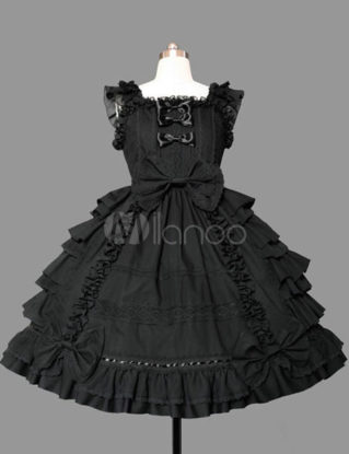 Black Ruffles Cotton Gothic Lolita Dress for Women steampunk buy now online
