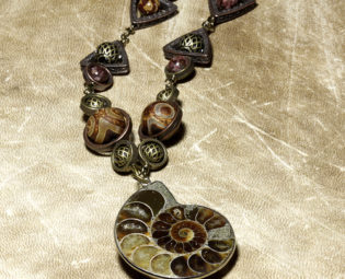 Steampunk Jewelry made by CatherinetteRings Steampunk Necklace with NATURAL JASPER stone rare TIBETAN AGATE and AMMONITE FOSSIL steampunk buy now online