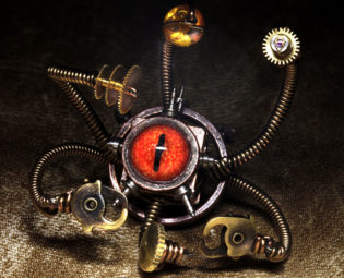 Steampunk Beholder Miniature robot sculpture - Daniel Proulx - Canada . : Steampunk Exhibition at The Museum of the History of Science, The University of Oxford, U.K. steampunk buy now online
