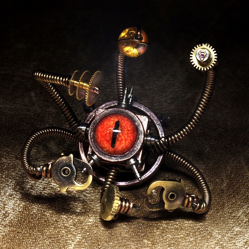 Steampunk Beholder Miniature robot sculpture - Daniel Proulx - Canada . : Steampunk Exhibition at The Museum of the History of Science, The University of Oxford, U.K. steampunk buy now online
