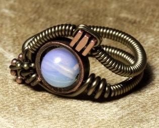 Steampunk Jewelry Ring made by CatherinetteRings with Opalite steampunk buy now online
