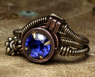Steampunk Jewelry Ring with Lab Created Tanzanite stone made by CatherinetteRings steampunk buy now online