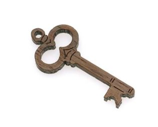 Walnut Wood Laser Cut Skeleton Key Pendant 1 Inch (1) steampunk buy now online