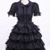 Black Layered Ruffels Cotton Gothic Lolita One-Piece steampunk buy now online