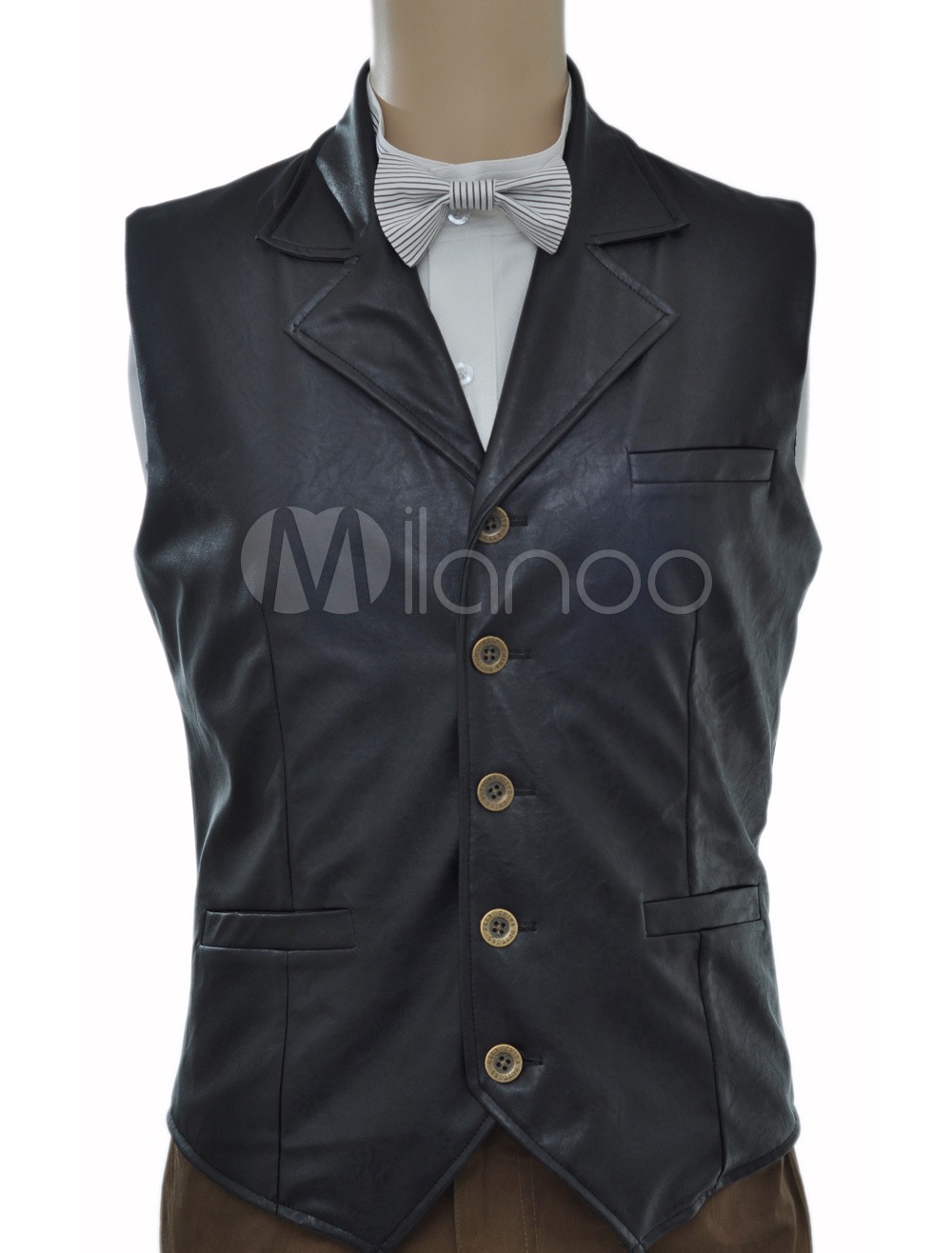 Cool Black Faux Leather Steampunk Waistcoat steampunk buy now online