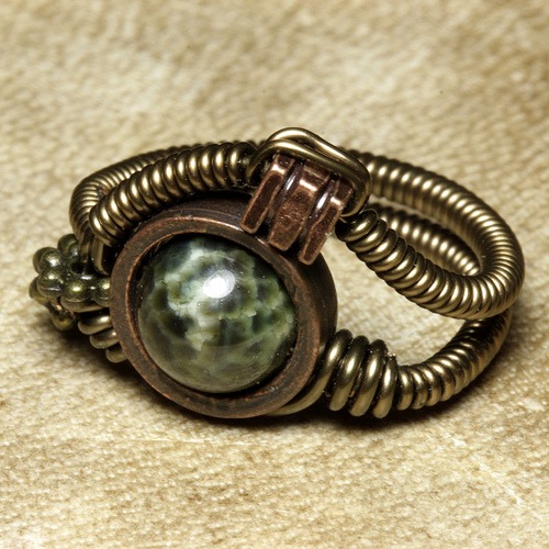 Steampunk Jewelry made by CatherinetteRings : Green Fire Agate Ring steampunk buy now online