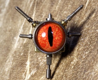 Steampunk Jewelry Tie Tack - Reptile taxidermy glass eeye and clock parts steampunk buy now online