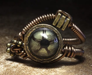 steampunk jewelry ring made by CatherinetteRings green taxidermy glass eye steampunk buy now online