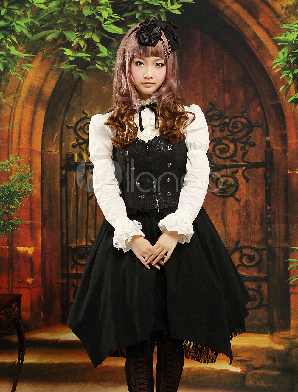 Gothic Black Halter Drawstring Jacquard Lolita Jumper Skirt steampunk buy now online