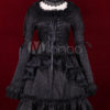 Black Satin Square Neck Long Sleeves Ruffles Gothic Lolita Dress steampunk buy now online