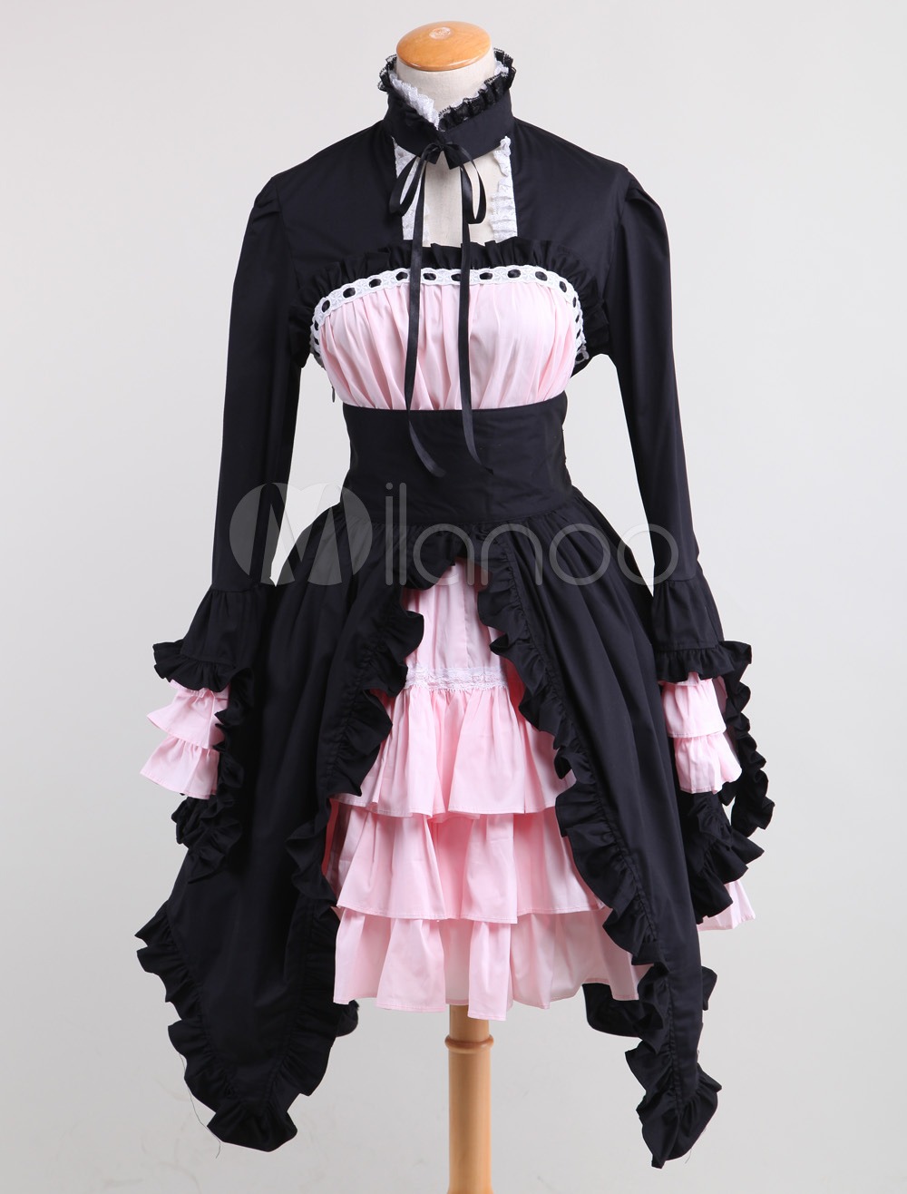Black And Pink Cotton Gothic Lolita Dress steampunk buy now online