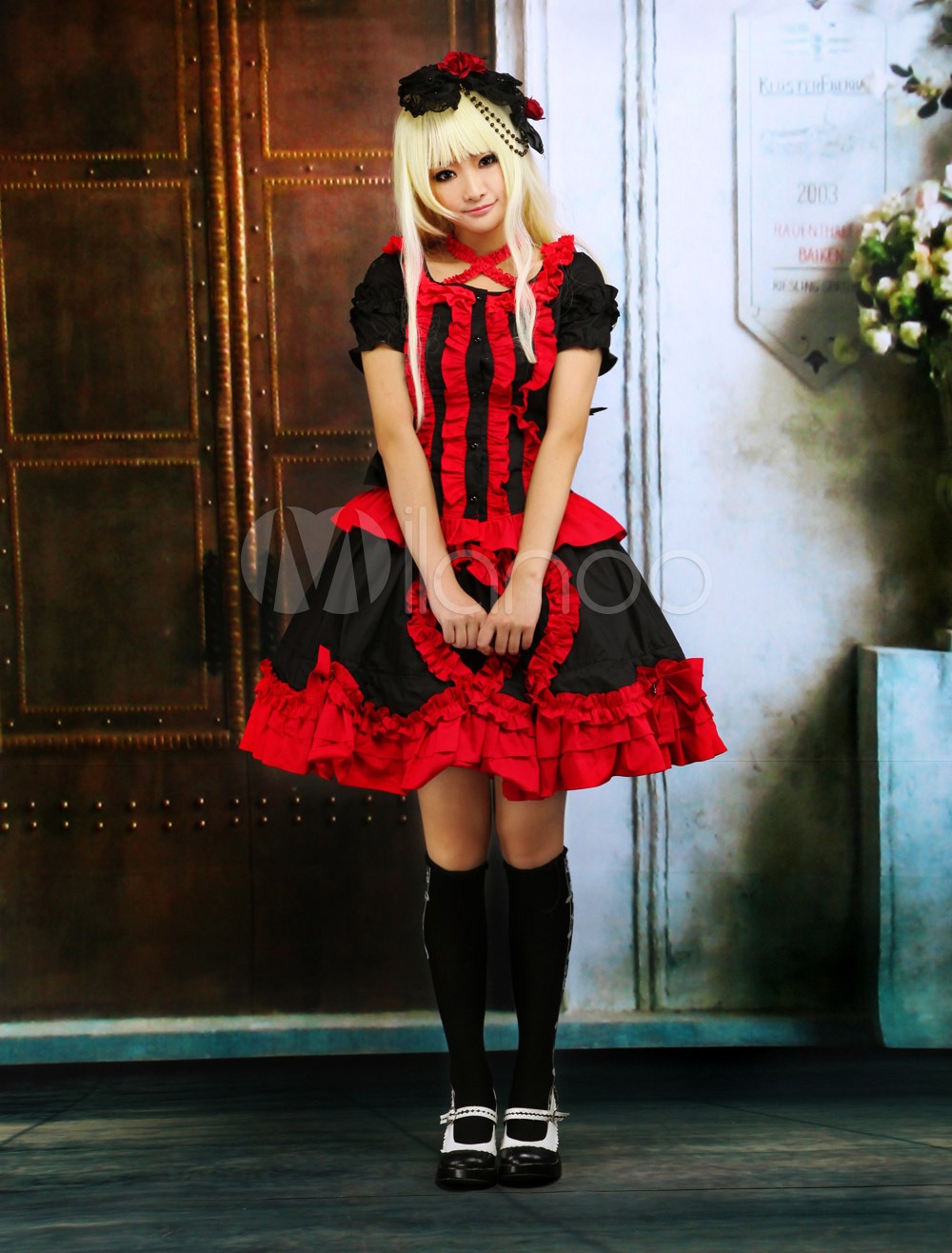 Ruffle Buttons Cotton Gothic Lolita Dress steampunk buy now online