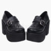 Gothic Black Lolita Heels Shoes High Platform Shoes Strap Buckle Designed steampunk buy now online