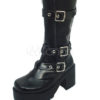 Gothic Black Lolita Boots Chunky Square Heels Platform Straps Buckles steampunk buy now online