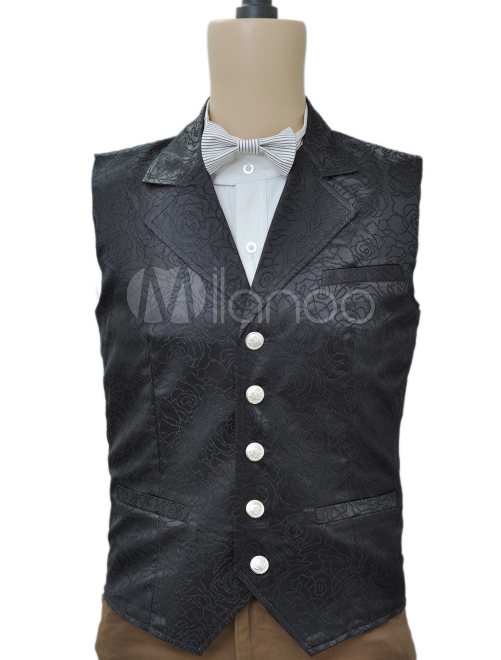 Black Jacquard Steampunk Waistcoat For Halloween steampunk buy now online