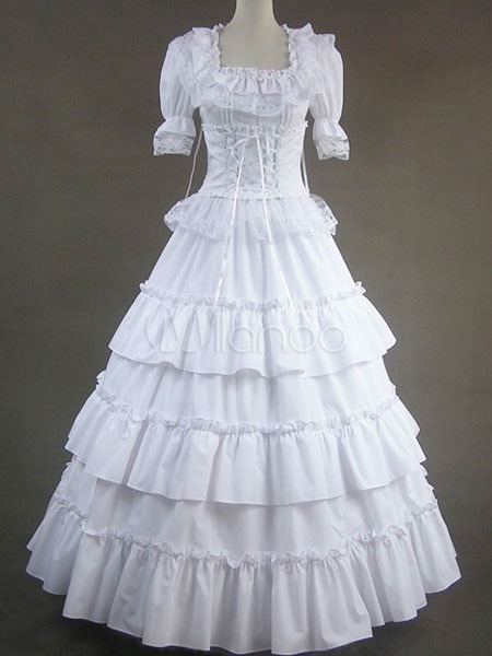 Classic Lolita Victorian Rococo Pleated Cotton Long Dress steampunk buy now online