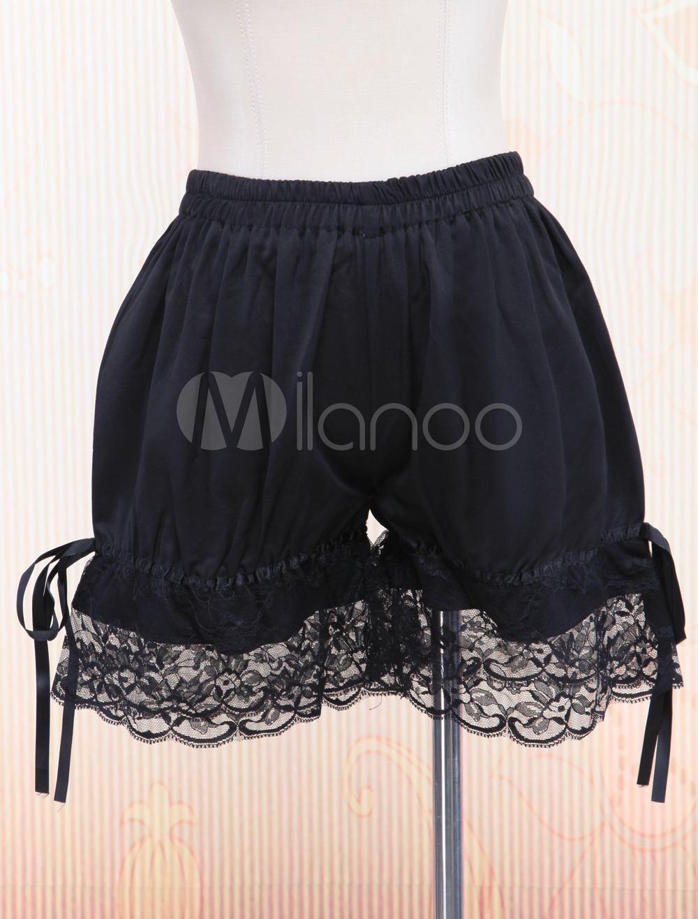 Sweet Black Cotton Lolita Bloomers Lace Trim Bow Ribbon steampunk buy now online