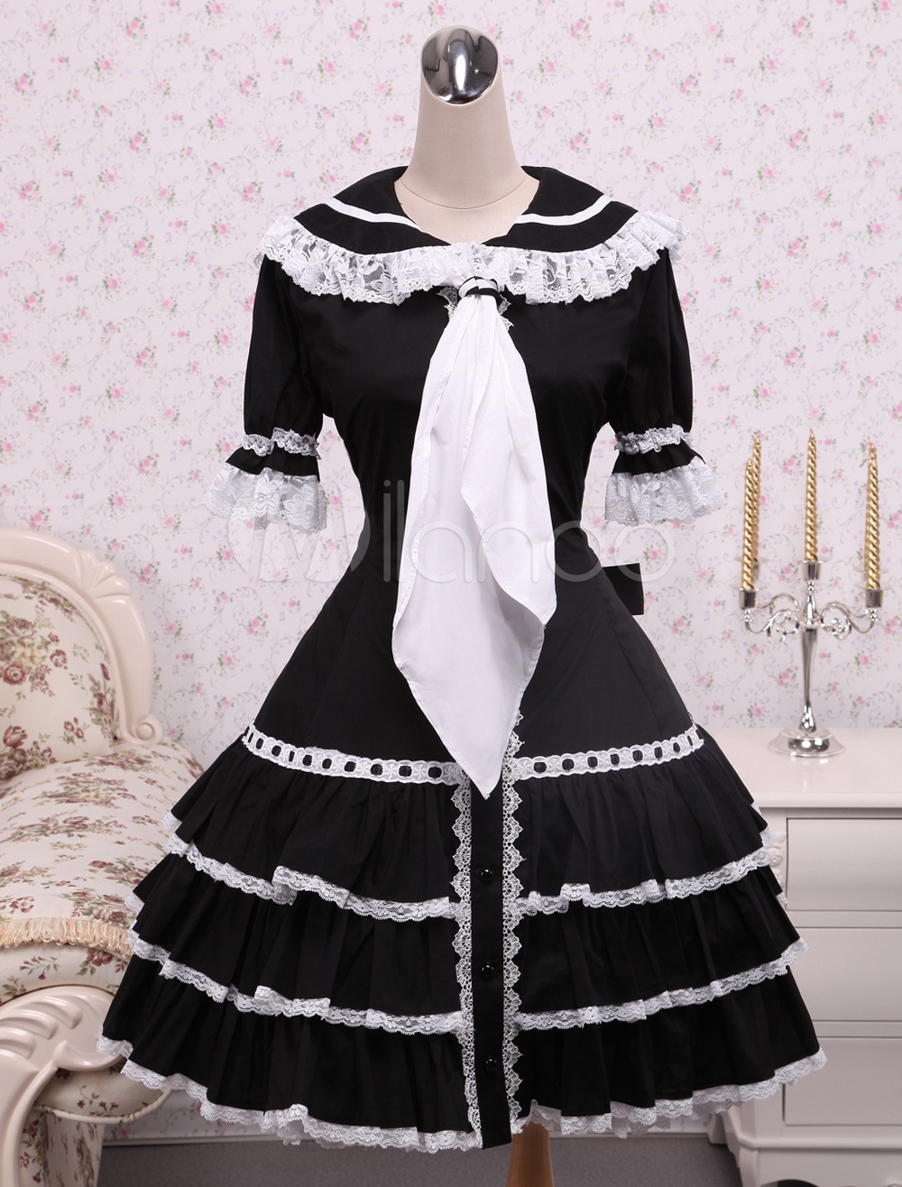 Cotton Black Ruffles Gothic Lolita Dress steampunk buy now online