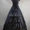 Elegant Gothic Lolita Victorian Black Ruffled Cotton Long Formal  Dress steampunk buy now online