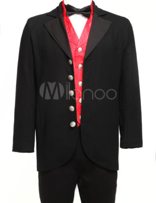 Fabulous Black Lapel Buttons Jazz Cloth Velvet Trim Mens Full Length Steampunk Coat steampunk buy now online