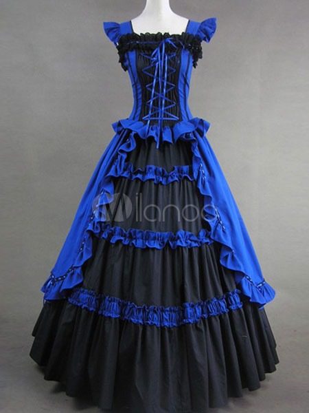 Gothic Lolita Renaissance Blue Long Dress steampunk buy now online