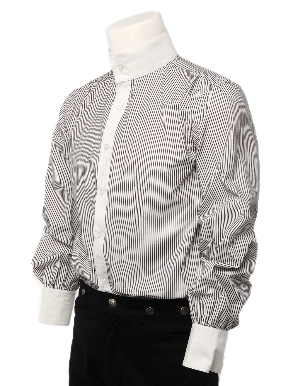 Gray Stripe Pure Cotton Men's Modern Steampunk Shirts steampunk buy now online