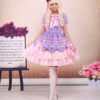 Sweet Purple Pink Lolita OP Dress Short Sleeves Layers Bows and Trim steampunk buy now online
