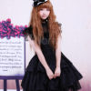 Rayon Yarn Black Lolita OP Dress with Ruffles Waist Belt steampunk buy now online