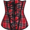 Sexy Red Plaid Cotton Lace Up Steampunk Corset For Women steampunk buy now online
