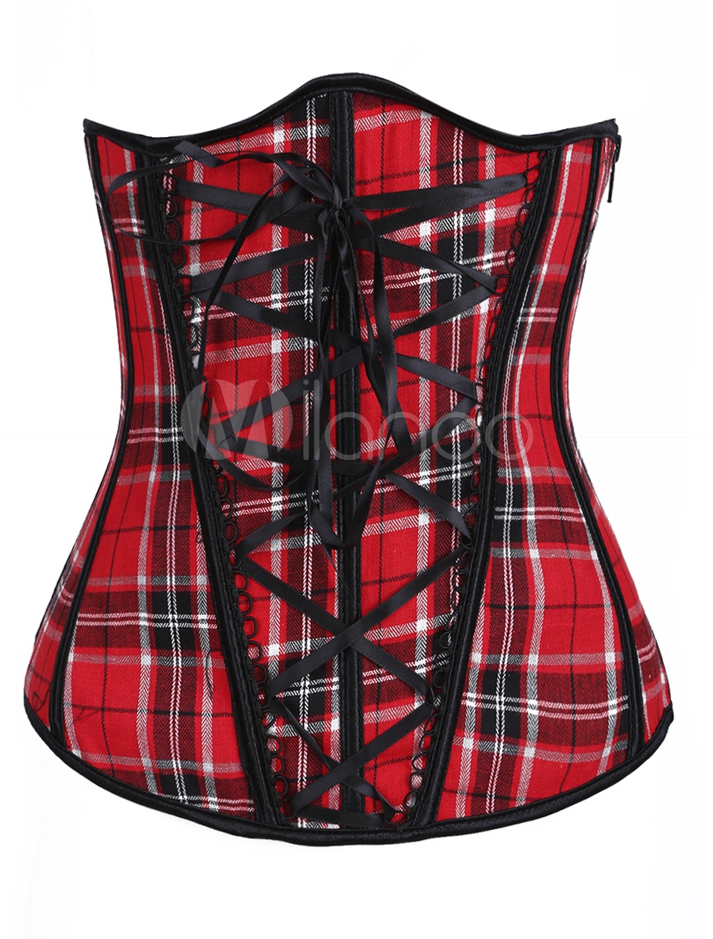 Sexy Red Plaid Cotton Lace Up Steampunk Corset For Women steampunk buy now online