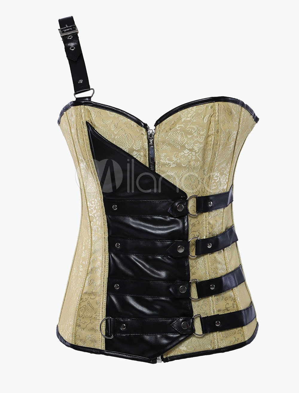 One Shoulder Blonde Gothic PU Synthetic Women's Corset steampunk buy now online