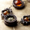 steampunk Jewelry made by CatherinetteRings Necklace - OOAK MYSTERIOUS AMBER with vintage clock gears and parts steampunk buy now online