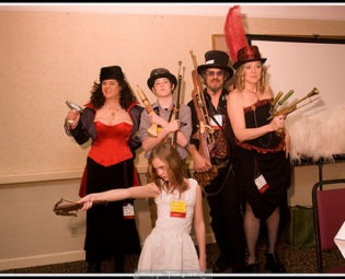 Steampunk Family posing after Pimp my Prop panel steampunk buy now online