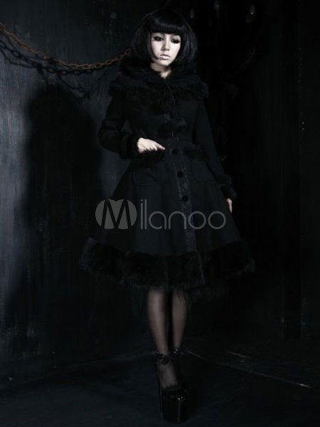 Gothic Faux Fur Dreamy Fairy Nobiliary Polyester Hooded Lolita Coat steampunk buy now online