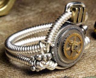 steampunk jewelry ring with clock gears made by CatherinetteRings steampunk buy now online