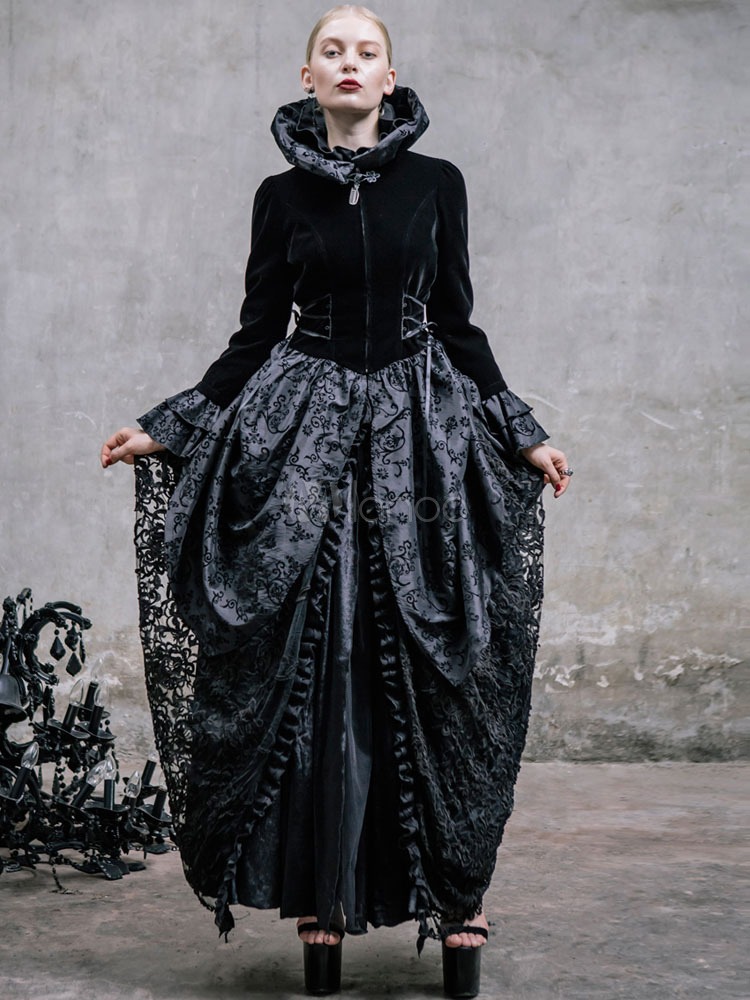 Black Court Gothic Dress Polyester Punk Dress steampunk buy now online