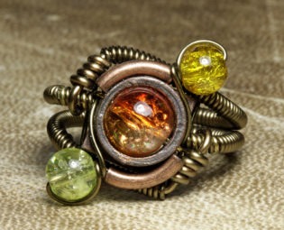 Steampunk Jewelry made by CatherinetteRings- orange lime yellow steampunk buy now online
